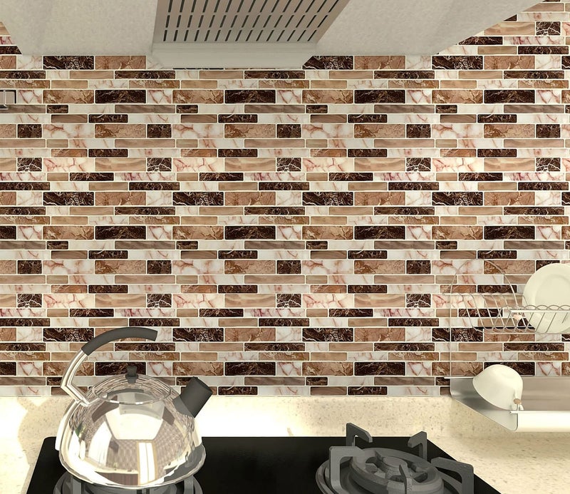 LONGKING 10-Sheet Peel and Stick Tile Backsplash, Vinyl 3D Self-Adhesive Tile Stickers for Kitchen, Bathroom, Counter Top, Marble 77 - Image 3